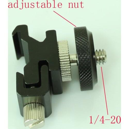 1/4-20 threaded to adjustable Hot Shoe Mount adapter for camera flash tripod