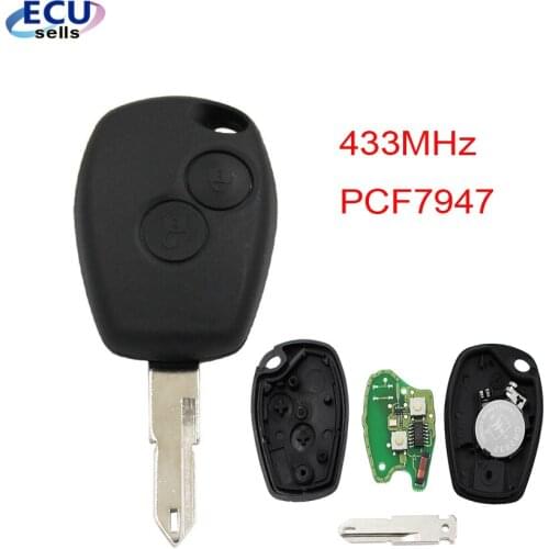 2 Buttons Remote Control Key Fob 433MHz for With PCF7947 Chip