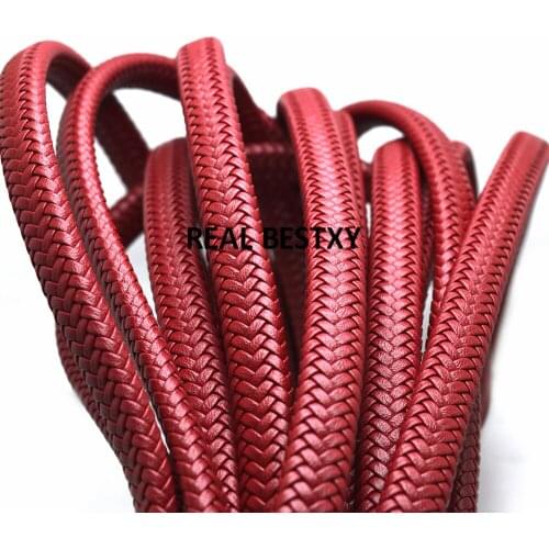 2m/lot approx 12*6mm Fiber Braided Leather String Cord For DIY Bracelet Jewelry Making Rope Craft Jewelry Accessories Material
