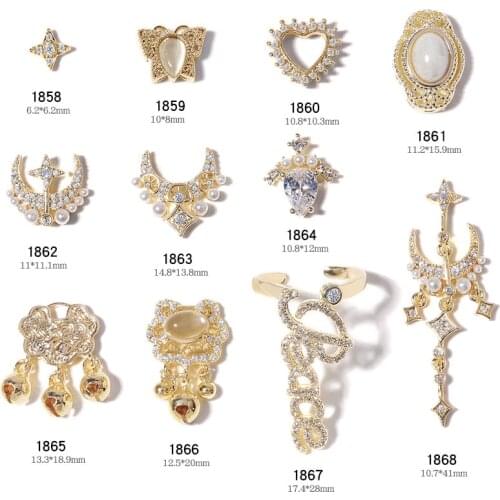 2pcs Charm Luxury Zircon 3D Nail Art Decorations Shiny Diamonds Pearl Crystal Alloy Pendant Design Jewelry Manicure Accessories