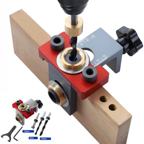 3 in 1 Adjustable Doweling Jig Woodworking Pocket Hole Jig With 8/15mm Drill Bit For Drilling Guide Locator Puncher Tools