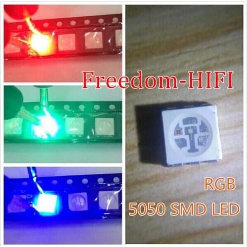 50pcs smd5050 LED SMD 5050 RGB Chip LED PLCC-6 Tricolor Red Green Blue LED Light Emitting Diode Lamp SMT Beads