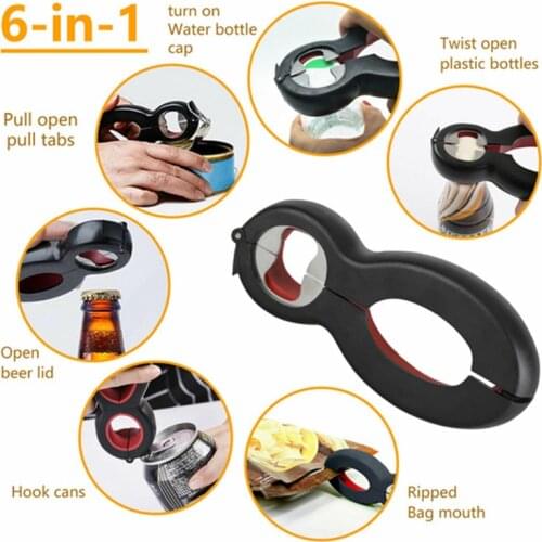 6 in 1 Multi Function Twist Bottle Opener All in One Jar Gripper Can Wine Beer Lid Twist Off Jar Opener Claw Kitchen Gadget