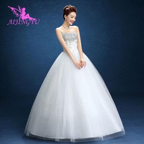 AIJINGYU 2021 white Customized new hot selling cheap ball gown lace up back formal bride dresses wedding dress WK200
