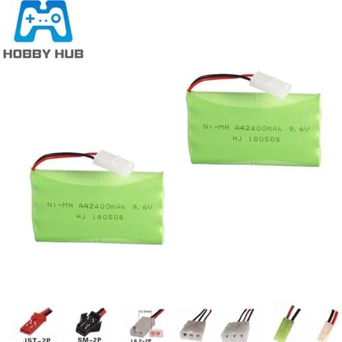 9.6 V 2400mAh Ni-MH Battery For Rc toys Car boats Robots Guns train truck AA NiMH 2400mah 9.6v Battery Pack For Rc Boat 2pcs