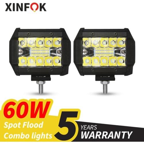 Car LED Work Light COB Chips 60 watts DC 12/ 24 Volts 6500K White Spot Flood Lighting for FSO Universal Truck Flood Lights