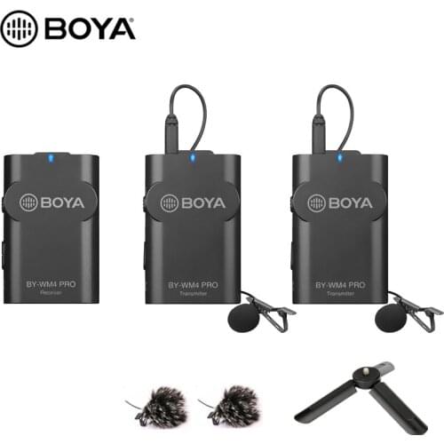 BOYA BY-WM4 Pro K2 K1 Wireless Microphone Video Audio Lavalier Mic For DSLR Camera DV Smartphone Vlog Live Microphone