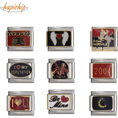 Hapiship Original Daisy Wing Love Beautiful Knight Italian Charm Link Fit 9mm Bracelet Stainless Steel Jewelry Making DJTop32