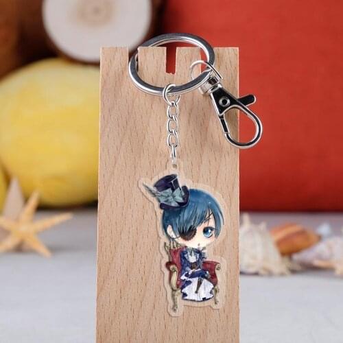 Black Ciel Sebastian Under taker Butler Grell Sutcliff Cute Acrylic Figure pendant keychain Keyring Collection Model Toy Cosplay
