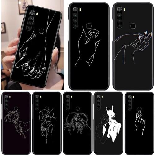 Minimalist Style Lines Art Black Cover For Xiaomi Redmi Note 9 9S 8T 8 7 6 5A 5 4X 4 Pro Max Soft Phone Case