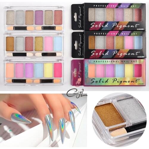 CHNRMJL 18Colors/Set Nail Solid Magical Powder Holo Metallic Chrome Mirror Nails Glitter Pigment DIY Nails Art Decorations Tool