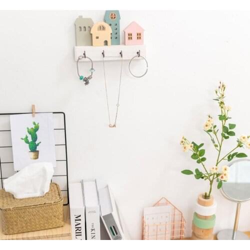 Wooden wall coat rack keychain hook clothes storage organizer hidden metal wall hook for hanging clothes home decor