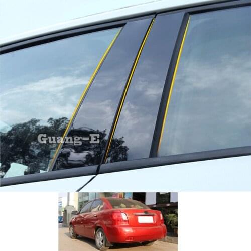 For Kia Rio 2007-2010+ Car PC Material Pillar Post Cover Door Trim Window Piano Black Molding Sticker Plate