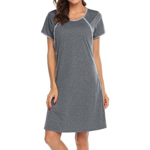 Home Suit Cotton Sleepwear Pregnant Woman Cotton Maternity Night Dress Short Sleeve Nursing Nightgown Breastfeeding Home Wear