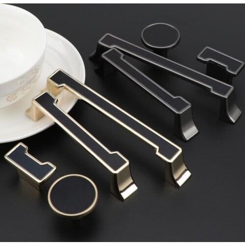 Door Pull Metal Furniture Cabinet Drawer Handle Black Gold Nordic Luxury Wardrobe Kitchen Cupboard Zinc Hardware Dresser Knob