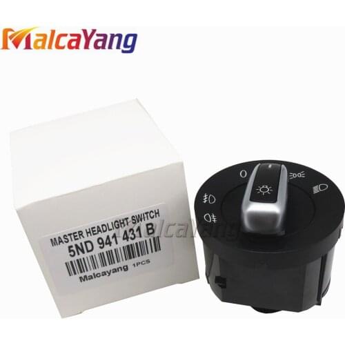 5ND941431B Chrome Auto Headlight Fog Light Switch For VW Tiguan Golf MK6 VI 6 Jetta MK5 V Passat B6 B7 5ND 941 431 B 3C8941431A