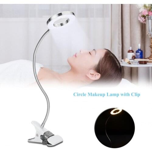 USB Circle Makeup Lamp Eyebrow Lip Tattoo Beauty Salon Desktop Led Lights with Clip Mirror Light
