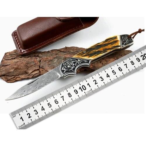 High Hardness Damascus Steel Folding Knife Pocket Knife Camping Hunting Defense Tactical Tool Outdoor Survival EDC Collection