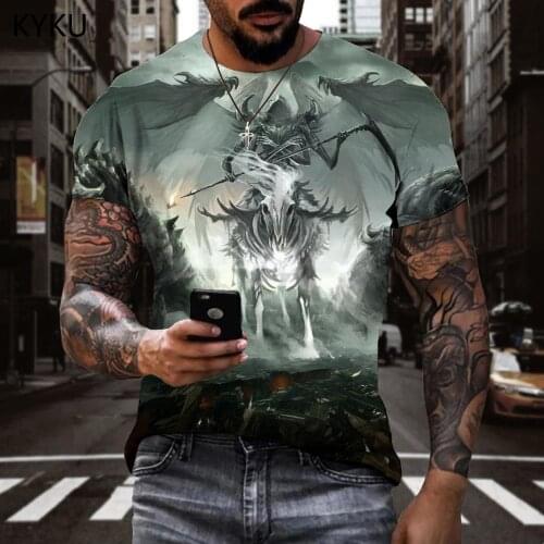 KYKU Brand Skull T shirt Men Animal Tshirt Printed Sickle T-shirts 3d Hip Hop Tshirts Casual Short Sleeve Hip hop New Slim Tops