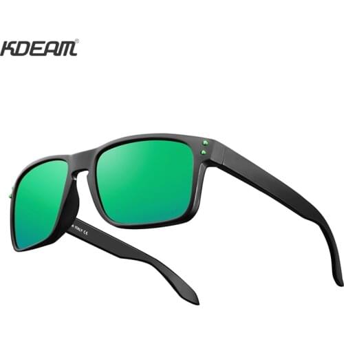 KDEAM New Sport Men Polarized Square Sun Glasses Outdoor Women Eyewear 2019 Summer mirror Sunglasses UV400 With Case 7 Colors