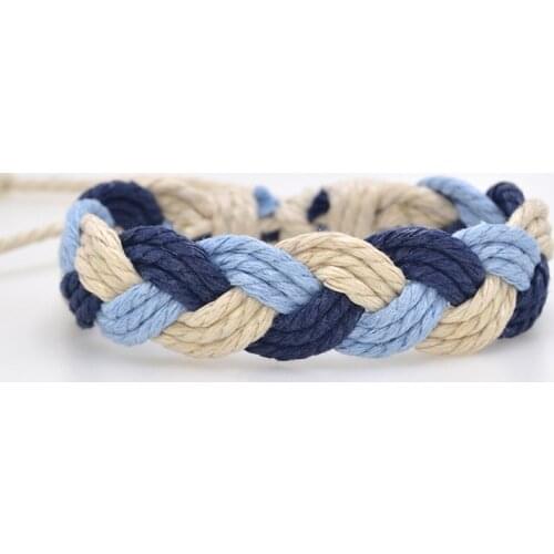 Male Blue Fashion 6 Or 9 Strand Weaved Bracelet For Men Women Lace Up Rope Bracelet Casual & Freedom Fashion