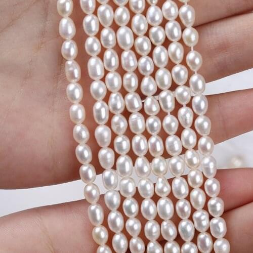 Fine 100% Natural Freshwater Pearl Rice Shape Beads 4-5mm For Jewelry Making DIY Bracelets Necklace