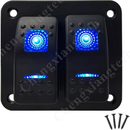 2 Gang Aluminum Rocker Switch Panel With Blue Led Light 12v 24V 5 Pin SPST On Off Toggle Switch for Car Boat Marine RV Truck