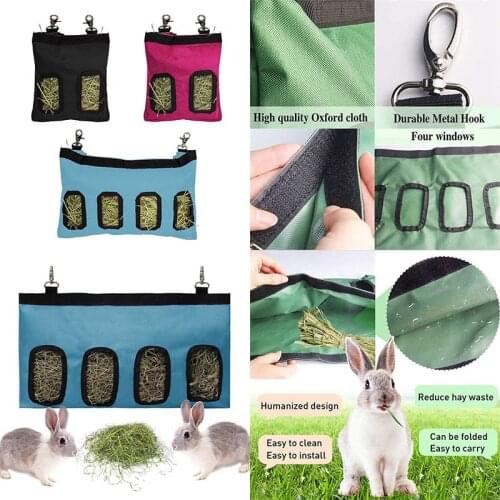 Feeder Holder For Rabbit Pet Hanging Pouch Feeding Dispenser Container Hay Bag