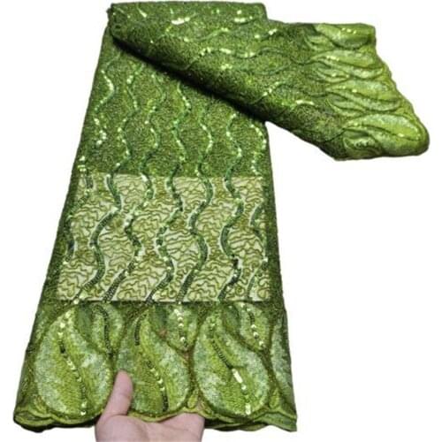 Popular Sequins Lace Fabric 2021 Red High Quality African Lace Fabric with Sequins French Lace Fabric for Woman Wedding Green