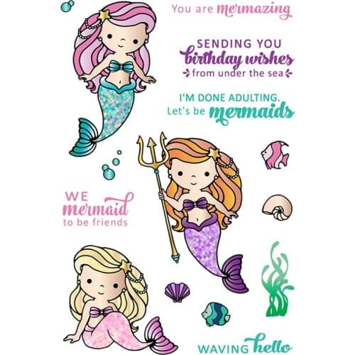 Mermaid Treasures Transparent Silicone Clear Stamp/Seal for DIY scrapbooking/photo album Decorative Cards Making Paper Crafts