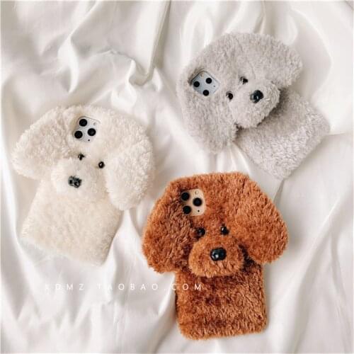Cartoon Back Case For Xiaomi 10T Pro Note 10 Lite 5G Cute Warm Fur Plush Diamond Cover Winter Warm Plush Phone Case