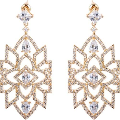 Hot Sale Crystal Dangle Earrings For Women Wedding Party Bridal Accessories Trendy Long Silver Color Jewelry GLE5492