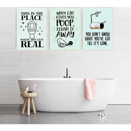 Modern Funny Toilet Poop Poster Canvas Prints Noridc Gets Real Quote Bathroom WC Wall Picture Fashion Roll Paper Painting Decor