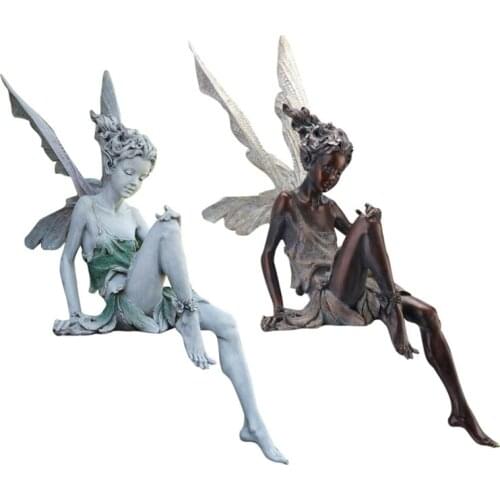 Miniature Garden Fairies Figurines Resin Mini Fairy Statue Figure Fairy Garden Ornaments Decorations Accessories Modern Art Gift