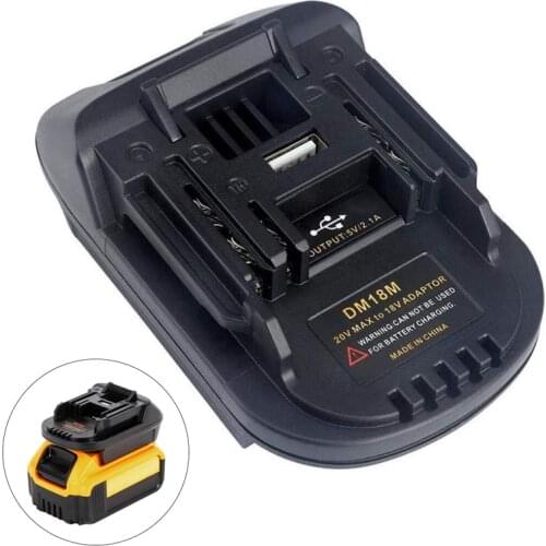 USB Battery Adapter For 20V DEWALT DCB200 Milwaukee M18 Convert to Makita 18V