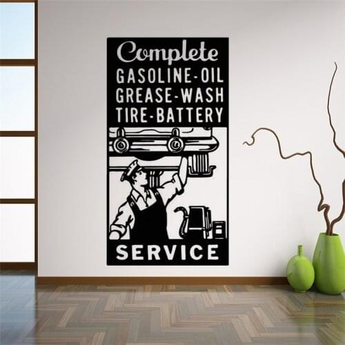 Service Station Logo Wall Decal Garage Sign Wall Art Sticker Mechanic Gifts Decoration Car Service Wall Mural Vinyl Art AY1774