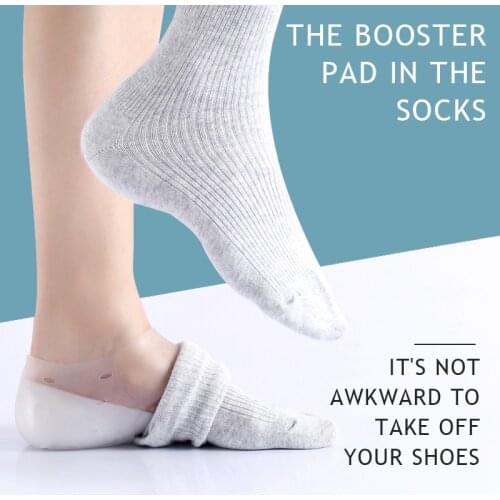 Increased insole invisible bionic silicone net red breathable shock absorption heel pad invisible socks increased half pad