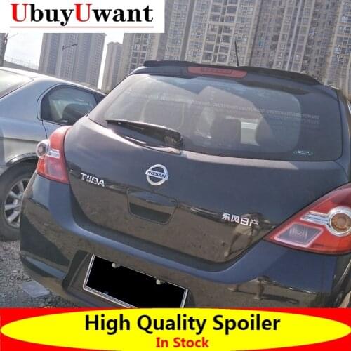 Rear Roof Lip Spoiler For Nissan Tiida 2007-2011 Spoiler ABS Glossy Black /Carbon Fiber Color Car Tail Wing Decoration