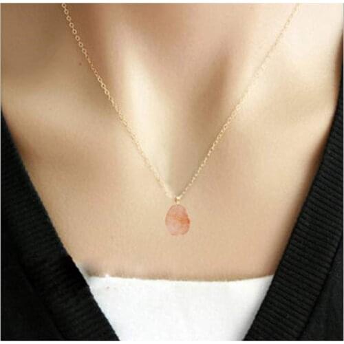 Blue Pink brilliant Stone Pendant Necklaces for Women Crystal Stone Wedding Party Jewelry Gifts