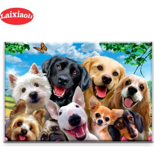 Animal DIY Diamond Embroidery Chihuahua Goldendog family Diamond Painting Cross Stitch Diamond Rhinestone mosaic Home Decor