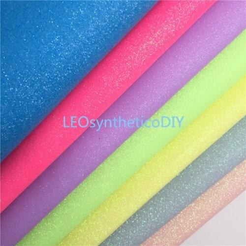 1PC 21X29CM Glitter Fabric, Neon Fine Glitter Leather Sheets For Making Bows LEOsyntheticoDIY 8S56B