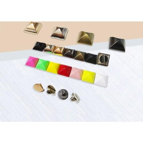 2Sets 10x10mm Cone Studs and Spikes for Clothes Screwback DIY Craft Cool Punk Garment Rivets for Leather /Bag/Shoes