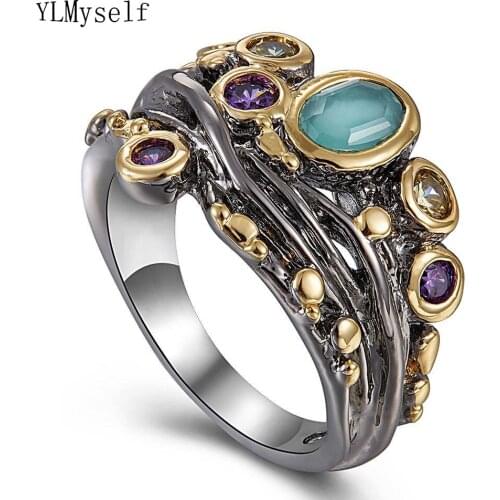 2021 Vintage Ring with Stones Green Zirconia White Pearl Wholesale lots Bulk Jewellery Gift for Mom Womens Jewellery