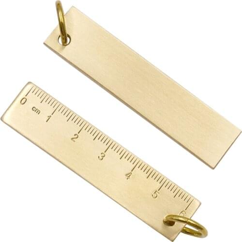 6cm Portable Copper Ruler Metal Ruler Key Ring Keychain Number Plate Drafting Supplies Women Men Gifts Outdoor Measurement Tool