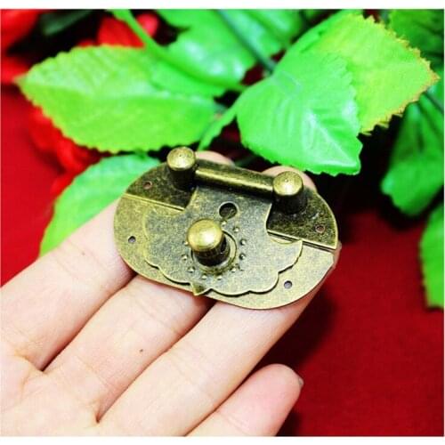 Antique Latches Decorative Drawer Hasp Jewelry Wooden Box Suitcase Hasp Lock Latch With Screws Vintage Clasp Locks,47*29mm,1Set