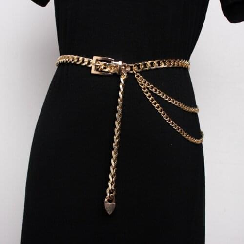 CETIRI Womens Fashion Metal Hip Chain Belt Elegant Gold Silver Fringes Ring Waist Chain Clothes Belts