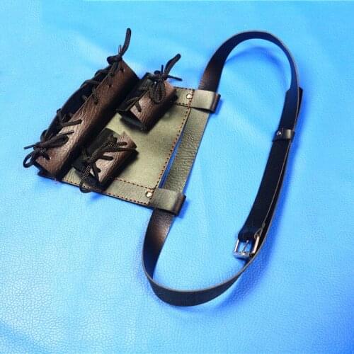 Double layer triple layer Leather sword belt hanging belt belt sword buckle hanging waist leather waist hanging belt