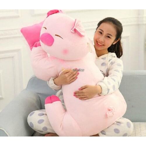 Fancytrader Cute Giant Large Stuffed Pink Pig Plush Animal Doll Toy 90cm 35inches 1pc Free Shipping