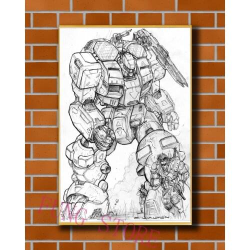 K019 Science Fiction Mech Warrior Robot Monster Originality Custom Silk Poster Home Deco Wall Art Christmas Gift