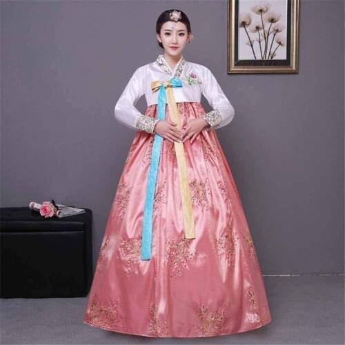Korean Traditional Long-sleeved Classic Hanbok Dress Cosplay Costume Female Court Korean Wedding Dance Costume